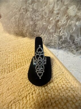 jcpenney Silver Crystal Filigree Statement Ring